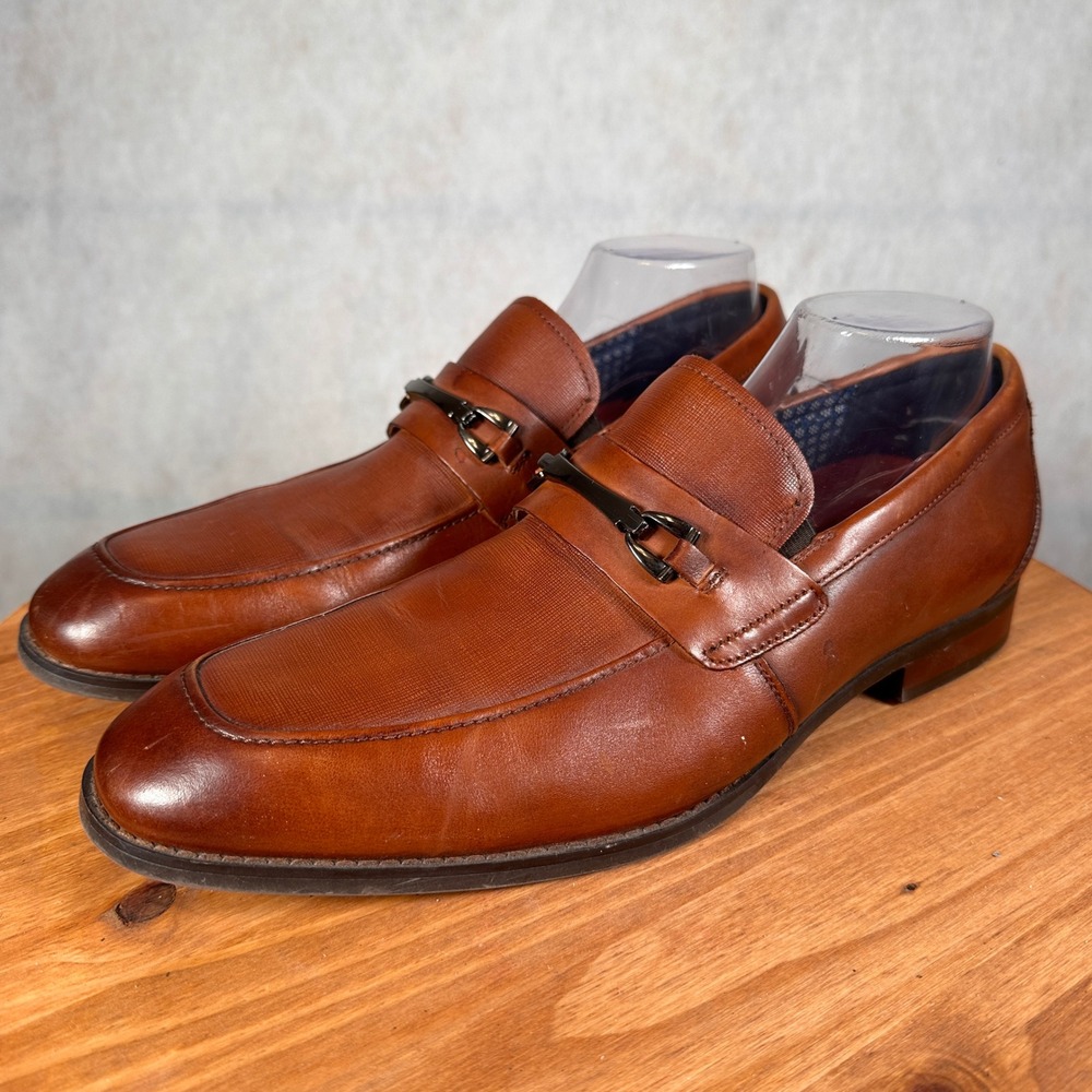 Stacy Adams Bit Loafers Mens 11.5M Brown Good Textured Leather 25572-221